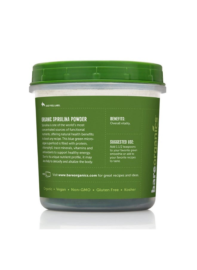 Bareorganics - 13132 Usda Organic Raw Spirulina Powder Whole Food Supplement Glutenfree & Nongmo 8 Ounce - Image 1