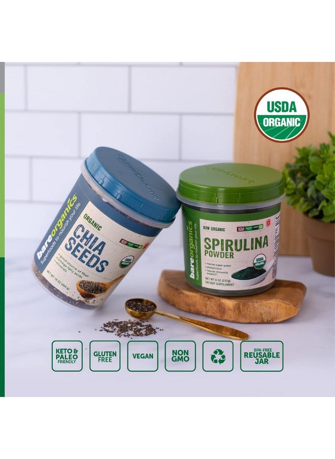 Bareorganics - 13132 Usda Organic Raw Spirulina Powder Whole Food Supplement Glutenfree & Nongmo 8 Ounce - Image 1