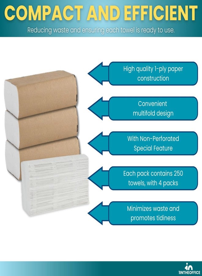 1InTheOffice Multifold Paper Towels, Paper Hand Towels for Bathroom, Folded Paper Towels, 1-Ply, 9" x 9.45", 250 Towels/Pack, 3 Pack - Image 5