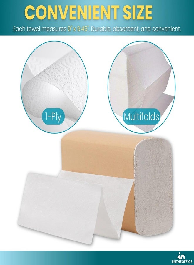 1InTheOffice Multifold Paper Towels, Paper Hand Towels for Bathroom, Folded Paper Towels, 1-Ply, 9" x 9.45", 250 Towels/Pack, 3 Pack - Image 3