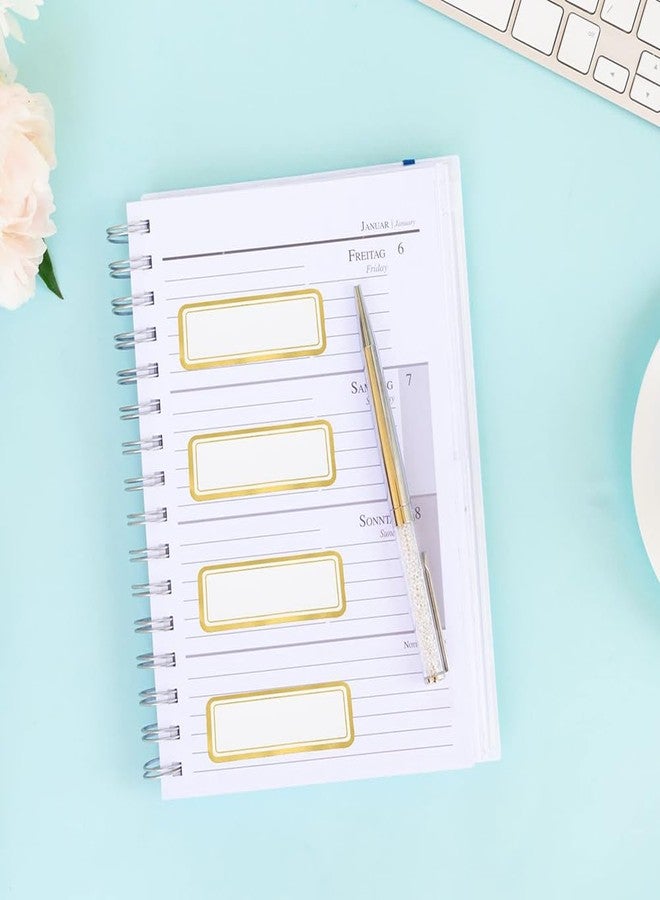 Hodaqe Gold Metallic Name Labels 210 Pcs Self Adhesive Labels Tag Stickers Multi Purpose Adhesive Writable Stickers with Gold Border for Office Home Kitchen School, 210 Labels - Image 3
