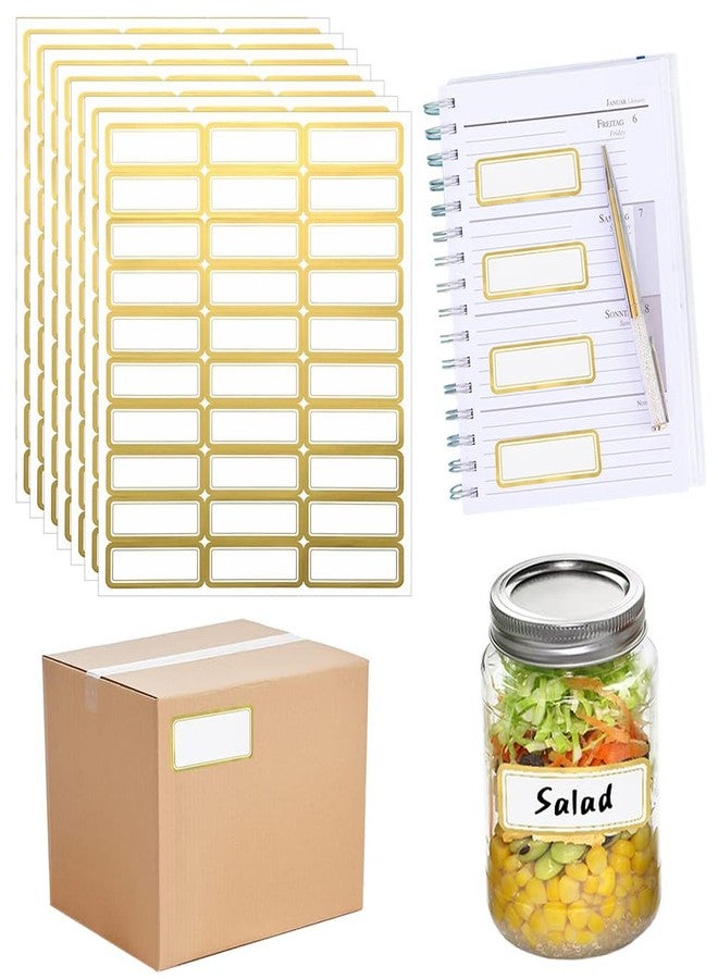 Hodaqe Gold Metallic Name Labels 210 Pcs Self Adhesive Labels Tag Stickers Multi Purpose Adhesive Writable Stickers with Gold Border for Office Home Kitchen School, 210 Labels - Image 1
