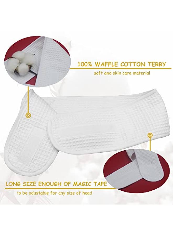 Bleu Bath (3 Pack) Adjustable Facial Makeup Headband With Magic Tape Pure Natural Terry Waffle Sweatabsorbent Facial Spa Headband Facial Washing Shower Wrap Yoga Sports Hairband (Waffle White) - Image 3
