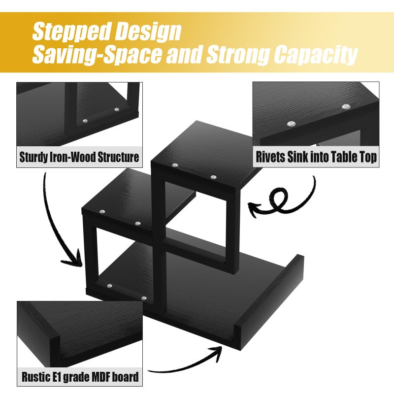 Gannyfer Desk Shelf Organizer - Wood Desktop Shelf, Freestanding Desk Hutch Office Decor, 3 Tier Storage Display Rack, Small Bookshelf with Metal Frame for Books/Plants/Toys (Black) - Image 5