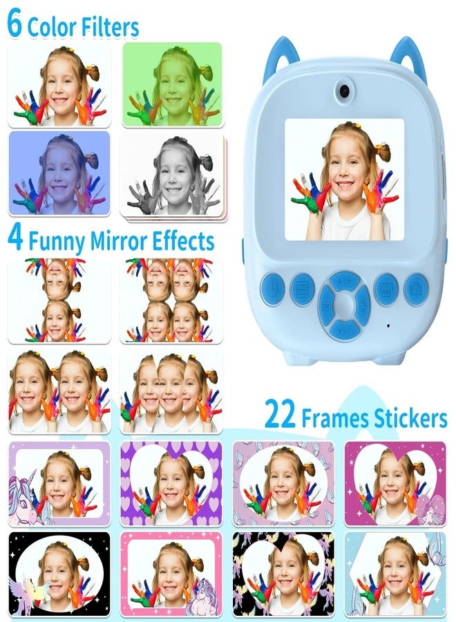 CADDLE & TOES Kids Instant Print Camera – Mini Digital HD Photo & Video Camcorder with Games | Fun Learning Toy for Boys & Girls Ages 4-18 | Includes 2 Print Rolls – Ideal Gift for Kids (Blue Owl) - Image 5