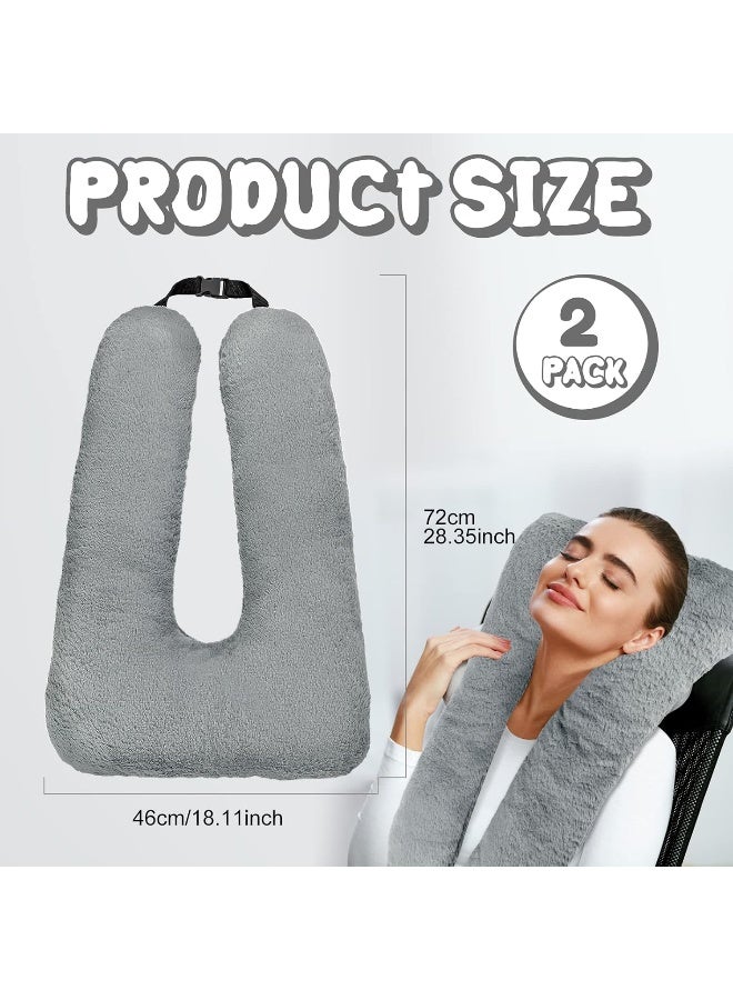 Hoteam 2 Pcs Travel Pillow Car Sleeping Kid Neck U Shaped for The Back Seat Adults Children Head and Body Support Long Distance Journey Accessories (Gray) - Image 2