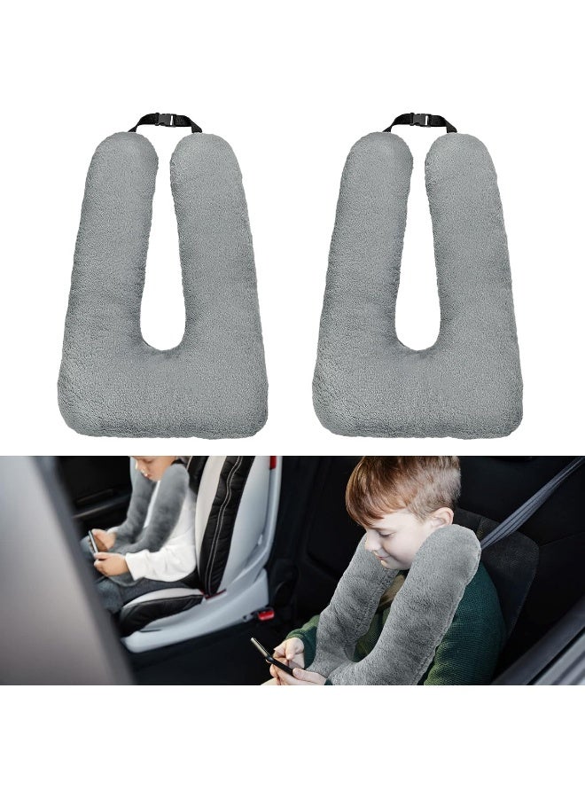 Hoteam 2 Pcs Travel Pillow Car Sleeping Kid Neck U Shaped for The Back Seat Adults Children Head and Body Support Long Distance Journey Accessories (Gray) - Image 1