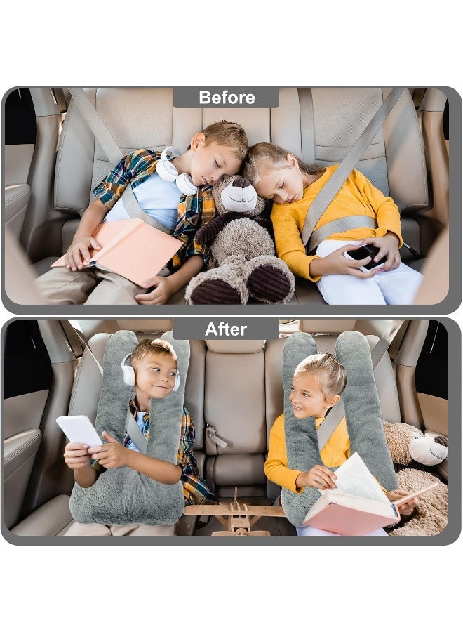 Hoteam 2 Pcs Travel Pillow Car Sleeping Kid Neck U Shaped for The Back Seat Adults Children Head and Body Support Long Distance Journey Accessories (Gray) - Image 4