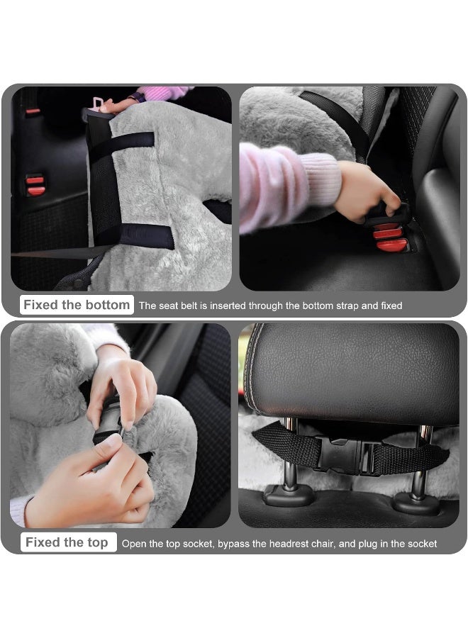 Hoteam 2 Pcs Travel Pillow Car Sleeping Kid Neck U Shaped for The Back Seat Adults Children Head and Body Support Long Distance Journey Accessories (Gray) - Image 5
