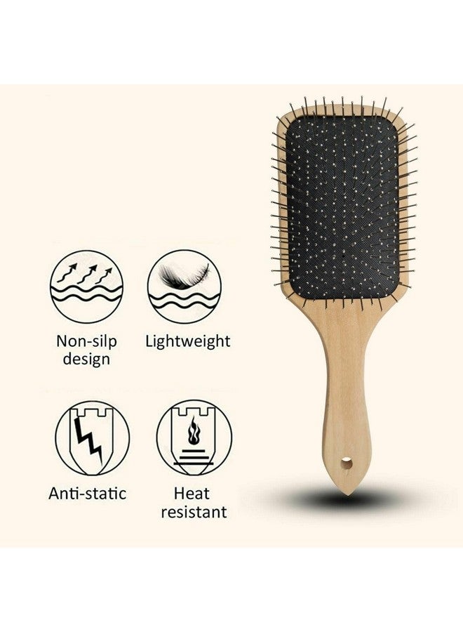 SUAKE Wooden Paddle Hair Brush With Ball Tip Bristles For Grooming, Straightening, Smoothing Hair For Men And Women (Wooden) - Image 2