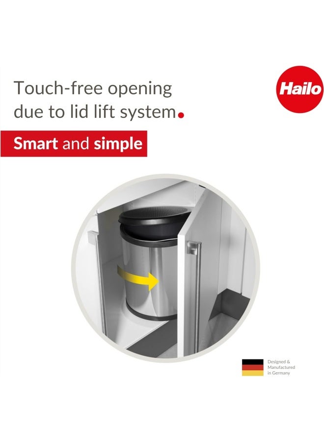 Hailo CompactBox M Trash Can 4 Gallon LidLift Small Kitchen Bin Stainless Steel - Image 2