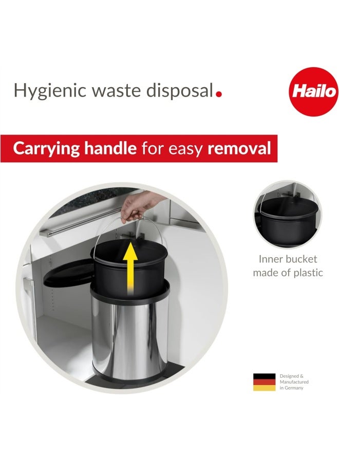 Hailo CompactBox M Trash Can 4 Gallon LidLift Small Kitchen Bin Stainless Steel - Image 3