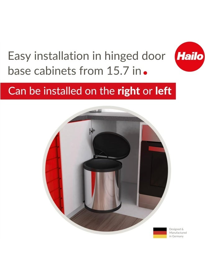 Hailo CompactBox M Trash Can 4 Gallon LidLift Small Kitchen Bin Stainless Steel - Image 4
