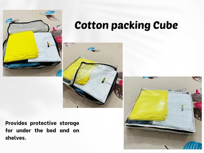 Lify Cotton Canvas Comforter Storage Bags for Clothes Sweater Clothes Organizer with Sturdy Zipper Two Carrying Handles for Blanket Closet Storage Container Cotton Long Bag42X18 2 Pcs Set - Image 5
