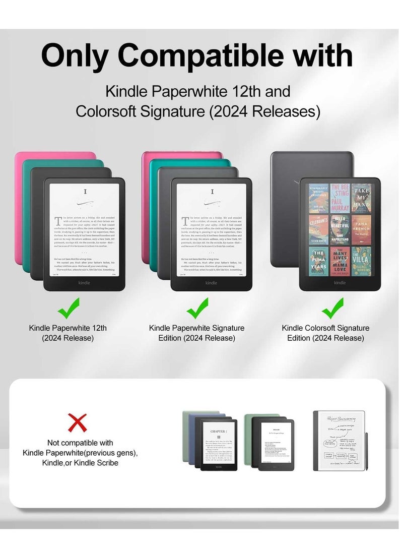 Slimshell Case Cover for 7" All-New Kindle Paperwhite 12th 2024 or Kindle Paperwhite Signature Edition 2024, Smart Shell Cover with Auto Sleep/Wake (Pink) - Image 2