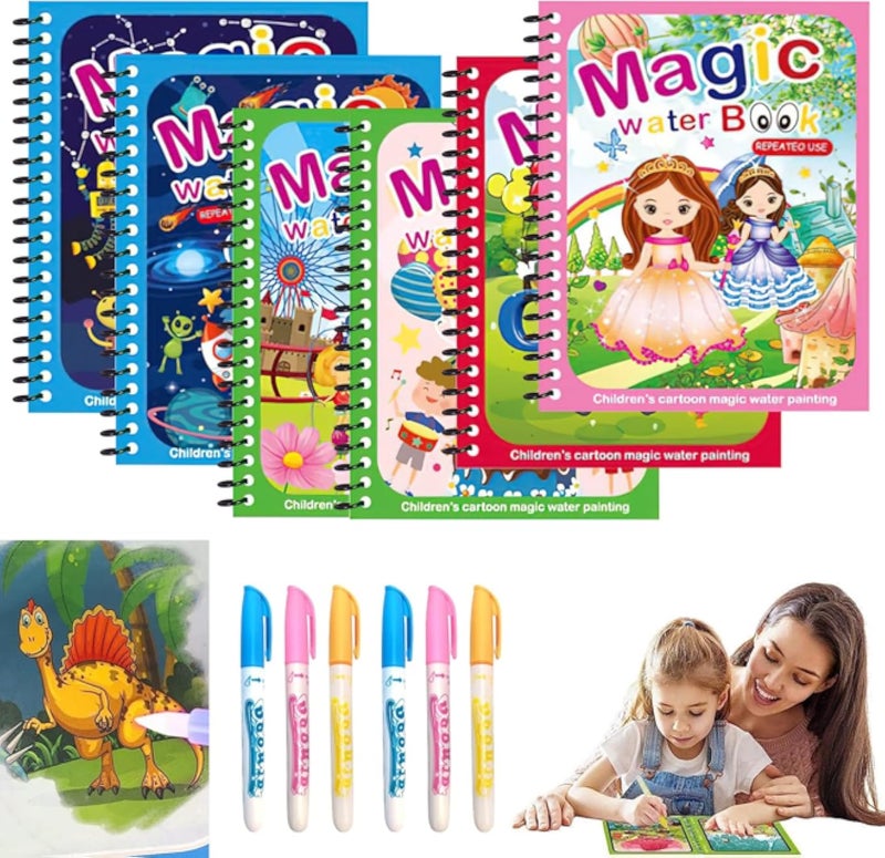 Water Coloring Book With Colored Pencils 12 Pieces - Multi Color