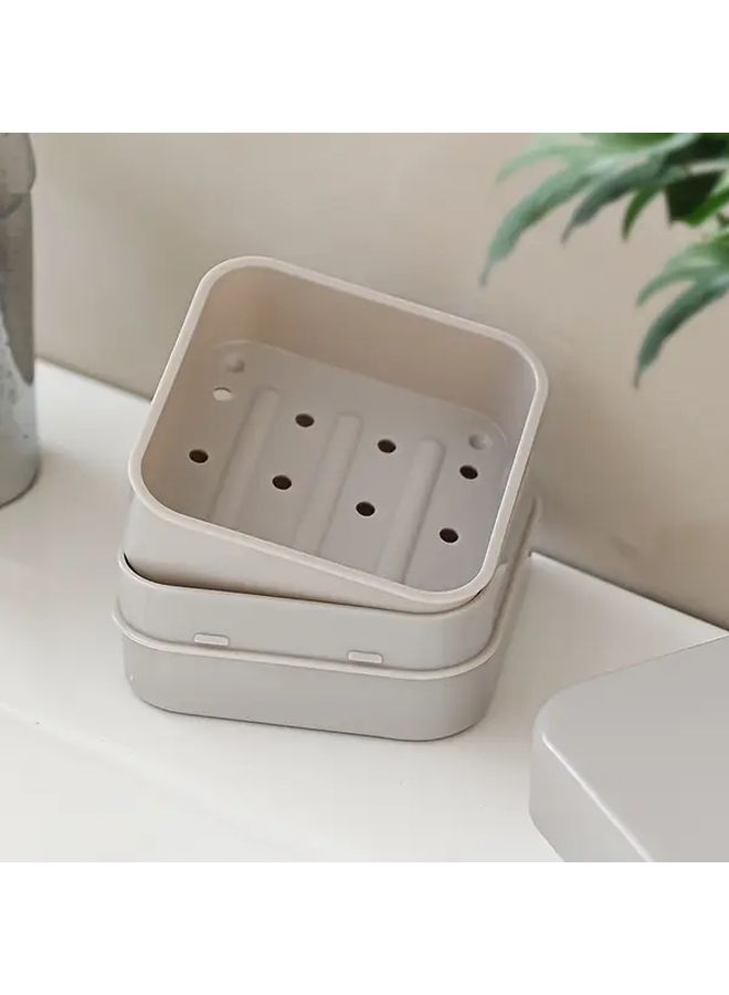 Grey Leakproof Soap Box With Drainage System Travel Container - Image 4
