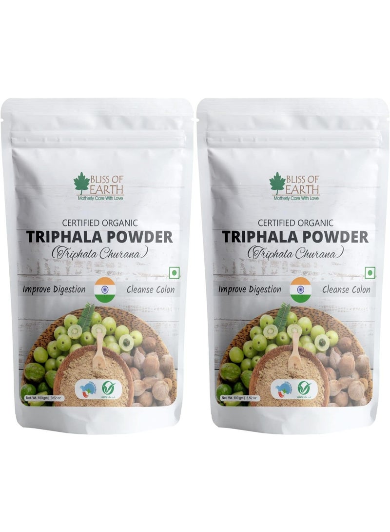 BLISS OF EARTH Organic Triphala Powder Churna 100% Pure Ayurvedic Herbal Blend Helps for Detox and Digestion Boost Immunity 100gm Pack of 2 - Image 1