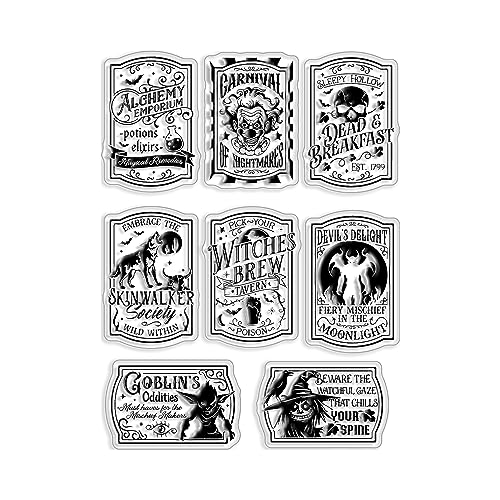 YIXUAN Happy Halloween Witch Monster Joker Seal Pattern Clear Stamps with Plastic Envelope Box for Card Making DIY Scrapbooking Supplies Silicone Stamps for Albums Crafts Decor YX1404 - Image 1
