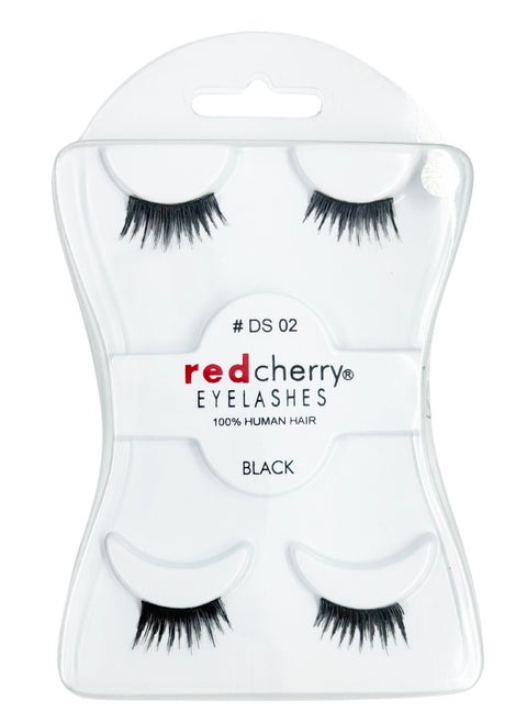 Red Cherry Eyelashes Human Hair Black 2 IN 1 # DS 02