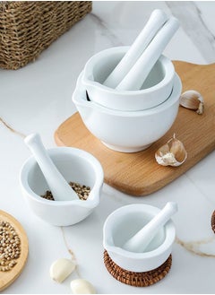 New 2-Piece Porcelain Mortar And Pestle Set Pills Crusher Ceramics Spice Mill Grinder Set Handheld Seasoning Mills Grinder Porcelain Mortar And Pestle Tools Set Grinding Bowls Cooking Accessories Grinding Stone For Food  - Image 2