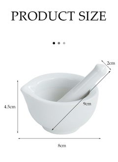 New 2-Piece Porcelain Mortar And Pestle Set Pills Crusher Ceramics Spice Mill Grinder Set Handheld Seasoning Mills Grinder Porcelain Mortar And Pestle Tools Set Grinding Bowls Cooking Accessories Grinding Stone For Food  - Image 4