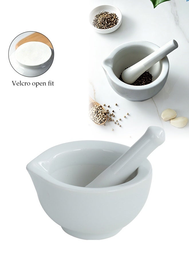 2-Piece Porcelain Mortar And Pestle Set Pills Crusher Ceramics Spice Mill Grinder Set Handheld Seasoning Mills Grinder Porcelain Mortar And Pestle Tools Set Grinding Bowls Cooking Accessories Grinding Stone For Food - Image 1