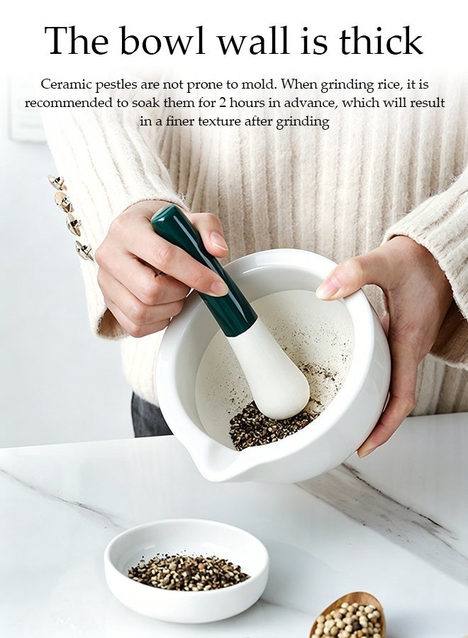 2-Piece Porcelain Mortar And Pestle Set Pills Crusher Ceramics Spice Mill Grinder Set Handheld Seasoning Mills Grinder Porcelain Mortar And Pestle Tools Set Grinding Bowls Cooking Accessories Grinding Stone For Food - Image 2