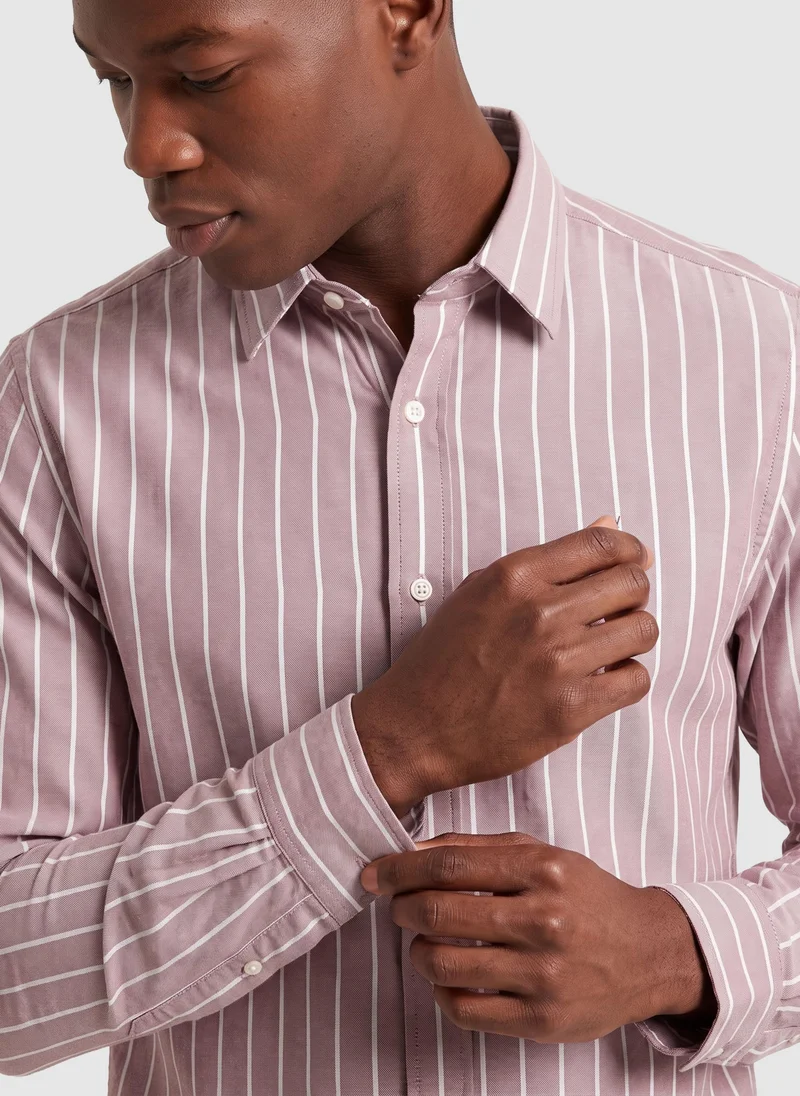 Nautica  Men Regular Fit Long Sleeve Dyed Shirt for Effortless Style - Mauve for Men | Best Price UAE