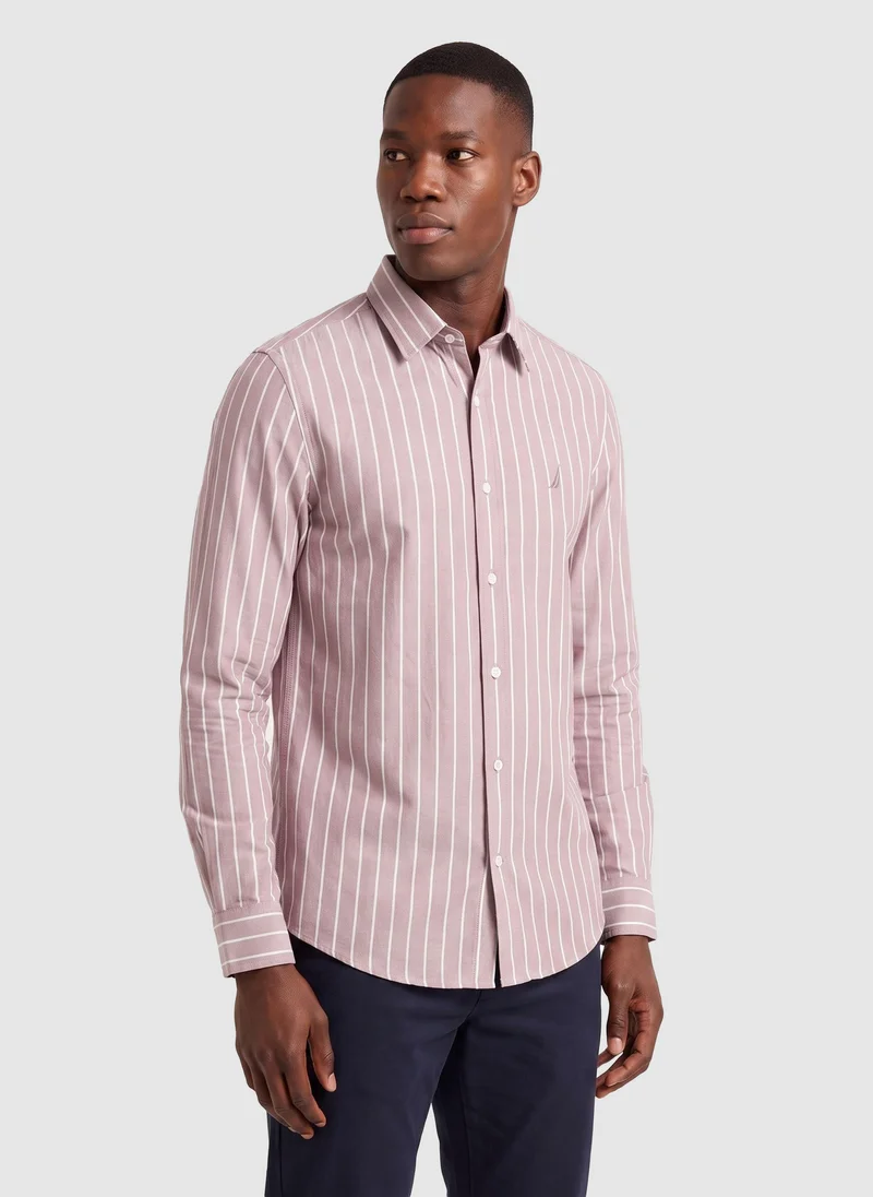 Nautica  Men Regular Fit Long Sleeve Dyed Shirt for Effortless Style - Mauve for Men | Best Price UAE