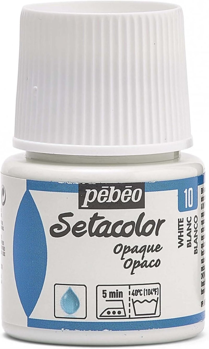 PEBEO Setacolor Opaque Watercolour Fabric Paint - Titanium White, 45ml - Image 1