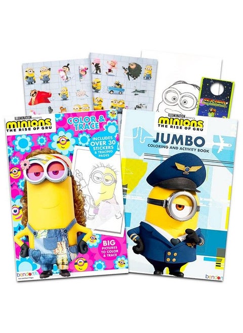 Minions Coloring And Activity Book Bundle With Stickers (2 Books) ~ 3 Pc Bundle With Coloring Pages Stickers And Door Hanger