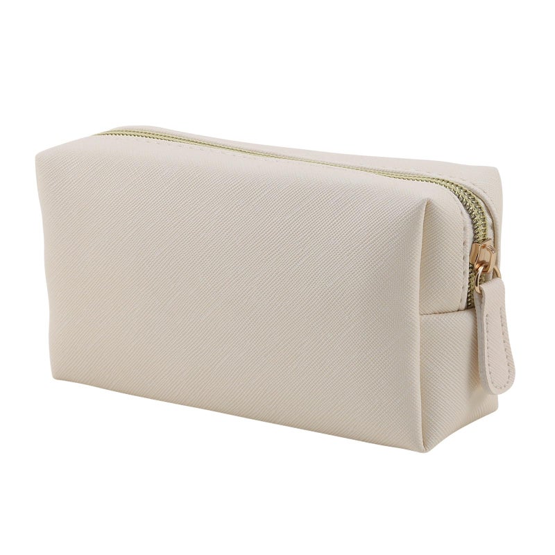 Apooliy Leather Makeup Bag for Purse Travel, Portable Small Cosmetic Organizer for Women and Girls, Make up Bag with Zipper - Image 1