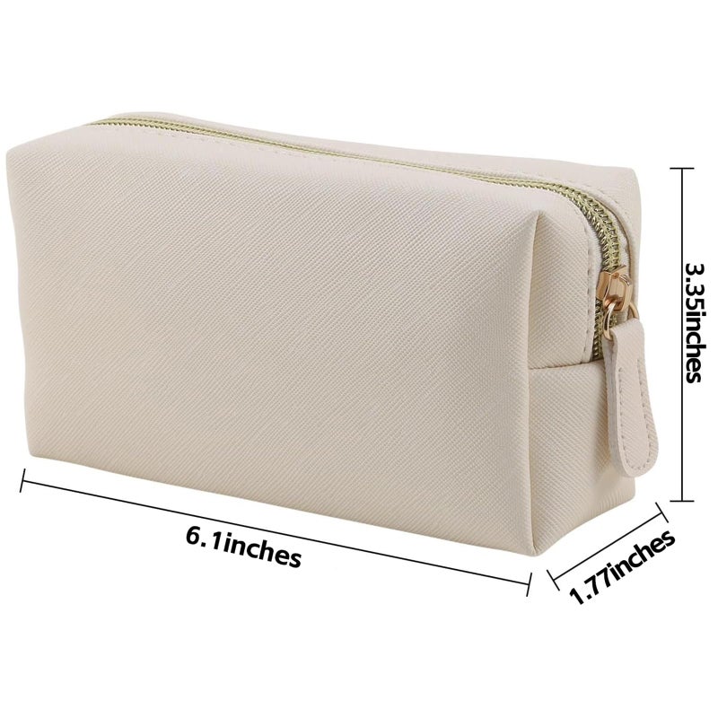 Apooliy Leather Makeup Bag for Purse Travel, Portable Small Cosmetic Organizer for Women and Girls, Make up Bag with Zipper - Image 2
