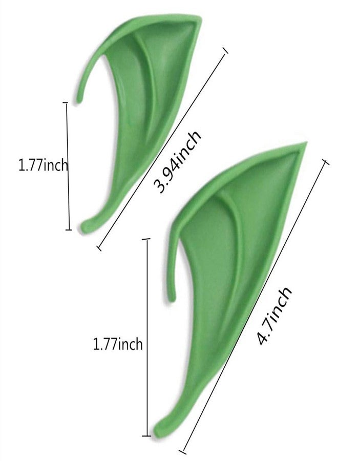 Aweilan Fairy Pixie Soft Elf Ears Cosplay Accessories Halloween Party Pointed Prosthetic Tips Ear （2 Pairs） (Green) - Image 3