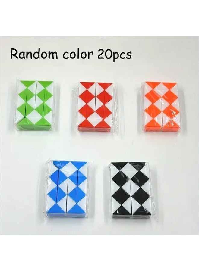 20 Pieces Assorted Twisted Shapeshifting Snake Cube Puzzle Brain Teaser Toy - Image 1