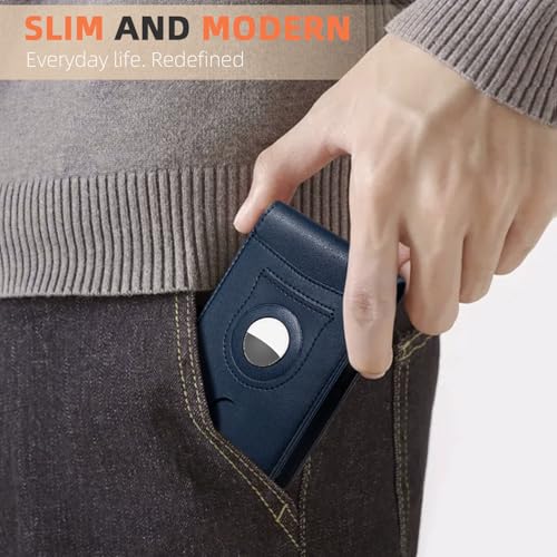 RUNBOX AirTag-Wallet-Mens-Slim-RFID Blocking Wallets Leather with Bill Compartment Air Tag Bifold Card Holder Wallet Gifts for Men Dad - Image 4