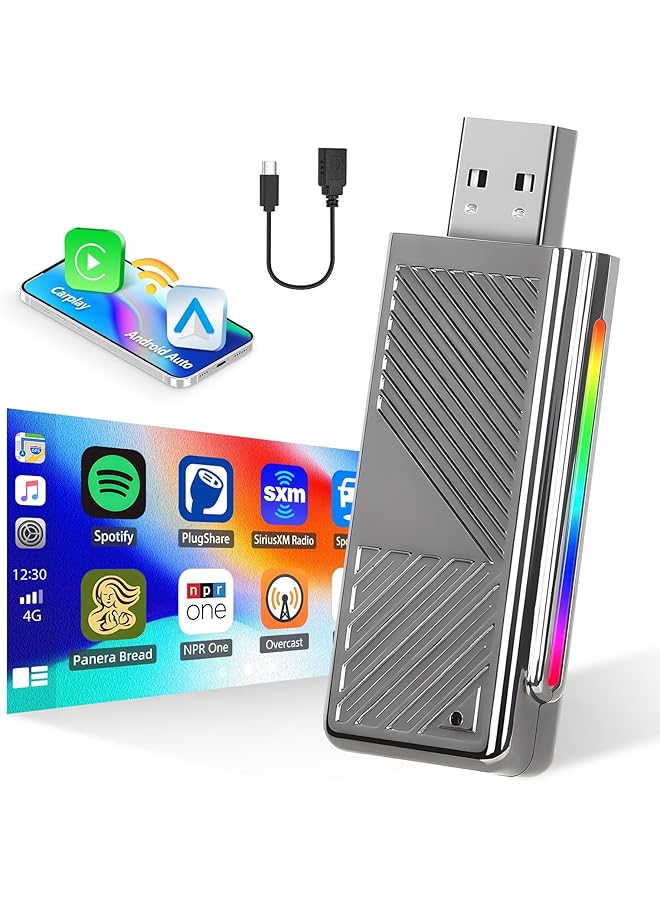 KASTWAVE 2 In 1 Wireless Carplay Adapter&Android Auto Wireless Adapter, Plug & Play Wireless Carplay Adapter With Usb Port Convert Wired To Wireless Carplay Dongle, For All Factory Wired Carplay Cars, No Delay - Image 1