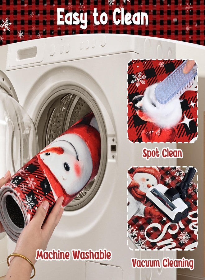 FRAMICS Christmas Kitchen Mats Set of 2, Snowflake Kitchen Mats for Floor Red Plaid Kitchen Rugs Washable, Non Slip Christmas Snowman Kitchen Floor Mats, 18" x 48" + 18" x 30" - Image 5