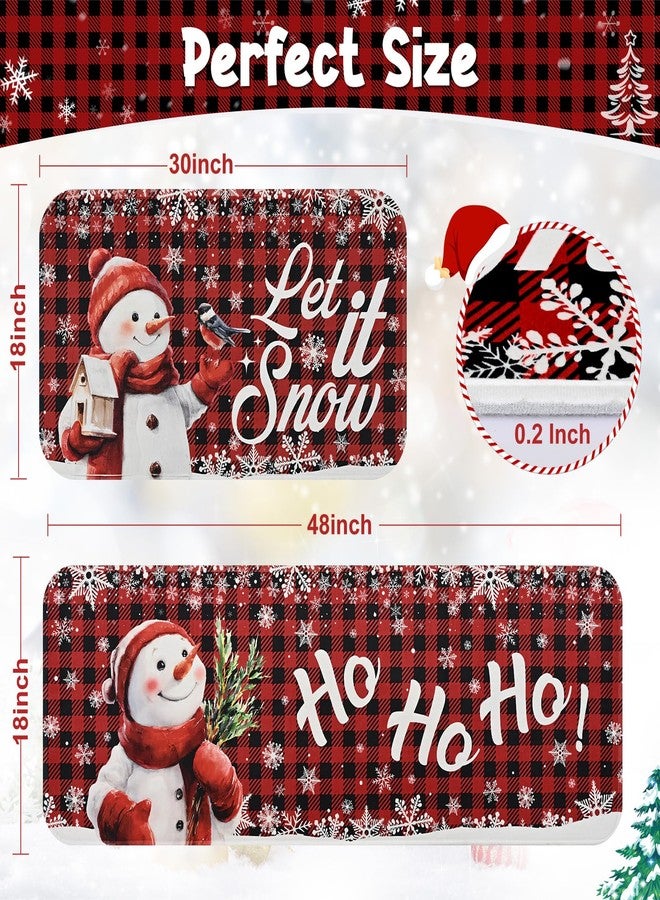 FRAMICS Christmas Kitchen Mats Set of 2, Snowflake Kitchen Mats for Floor Red Plaid Kitchen Rugs Washable, Non Slip Christmas Snowman Kitchen Floor Mats, 18" x 48" + 18" x 30" - Image 4
