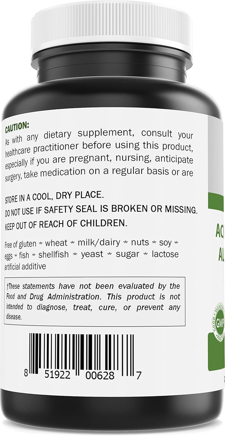 Brieofood Acetyl LCarnitine Alpha Lipoic Acid ALA ALC 750 mg 120 Capsules - Image 4