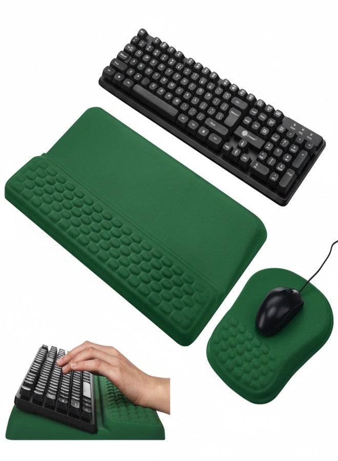 Photect Ergonomic Mouse Pad and Keyboard Wrist Rest Set Sage Green Memory Foam Desk Wrist Support Keyboard Stand for Computer Typing Gaming Office Desk Accessories - Image 1