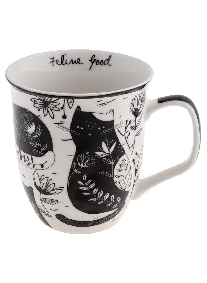 Karma Gifts 16 oz Black and White Boho Mug Cat - Cute Coffee and Tea Mug - Ceramic Coffee Mugs for Women and Men - Image 1
