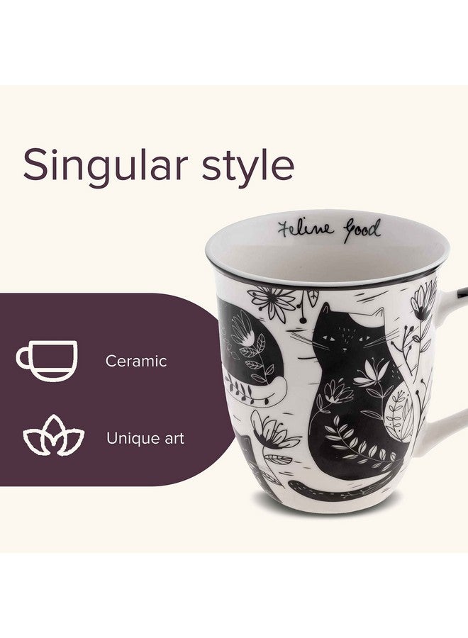 Karma Gifts 16 oz Black and White Boho Mug Cat - Cute Coffee and Tea Mug - Ceramic Coffee Mugs for Women and Men - Image 3