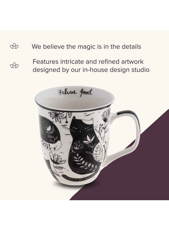Karma Gifts 16 oz Black and White Boho Mug Cat - Cute Coffee and Tea Mug - Ceramic Coffee Mugs for Women and Men - Image 4
