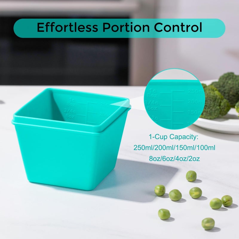 Gemice 1-Cup Silicone Freezer Molds with Lids, Individual 4-Pack Portion Soup Cubes Freezer Trays for Food Storage, Oven & Dishwasher Safe, BPA-Free, Silicone Freezer Containers for Meal Prep - Image 4