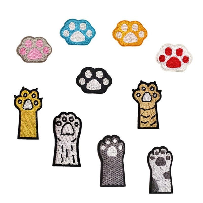10 Pieces Animal Paw Patches Embroidered Sewing Appliques for DIY Craft Accessories - Image 2