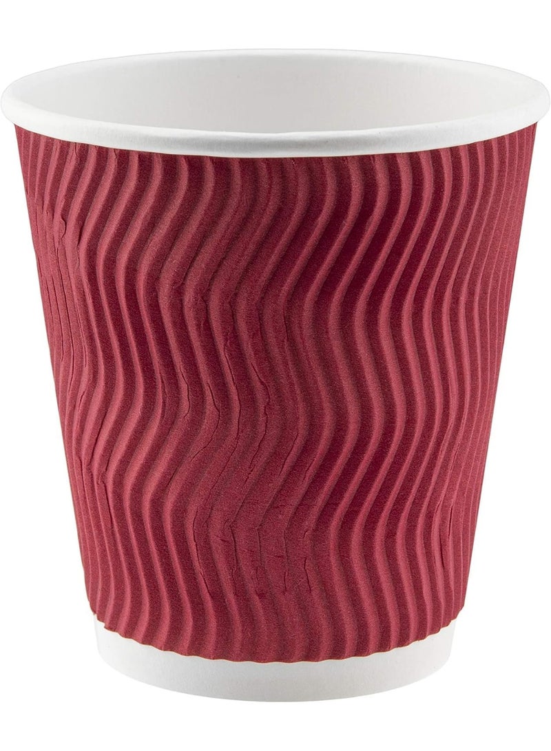 Premium 150 Pcs Disposable Ripple wave Triple wall Insulated Coffee Cups, Red, 8 oz, 3-Layer Ripple Wall Disposable Paper cups, Coffee cups, Recyclable, Disposable cups for Coffee, Tea and Hot Cocoa, - Image 2