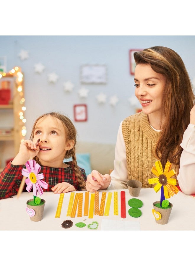 WATINC 24 Pack Teacher Appreciation Flower Paper Pot Craft Kits, Make Your Standing Flowers Gift Crafts Decor, Fun DIY Floral Sunflower Home Graduation School Classroom Art Activities for Kids - Image 5