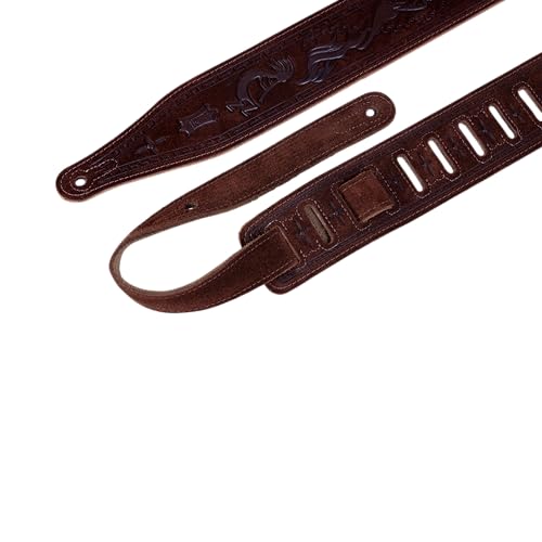 Levy's Levys Brown Suede 2.5" Guitar Strap (With Tooled Kokopelli Design) - Image 2